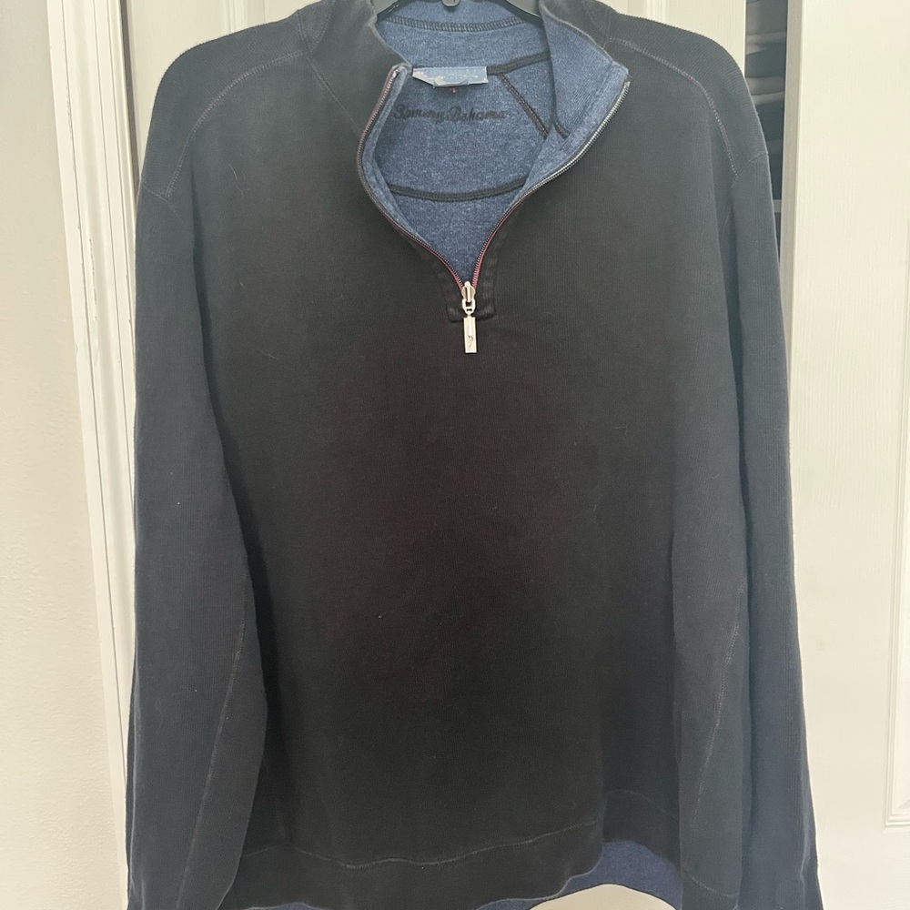 Men's Black Tommy Bahama Quarter-Zip Sweater